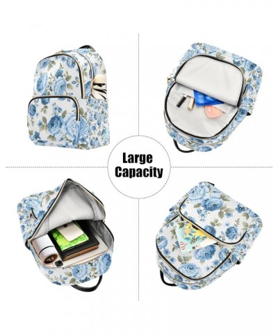 Blue Rose Flower Floral Mini Backpack Purse for Women Travel Bag Fashion Daypack Back Pack Shoulder Bag Multicolor Medium $18...