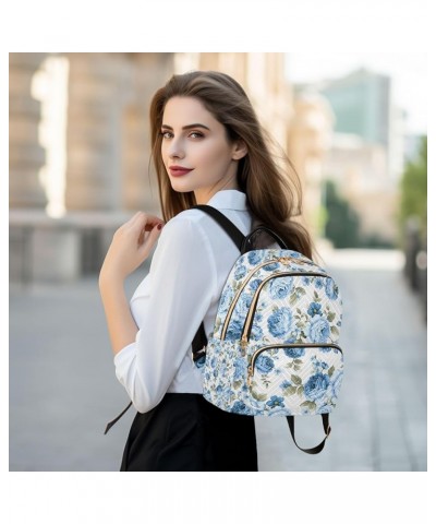 Blue Rose Flower Floral Mini Backpack Purse for Women Travel Bag Fashion Daypack Back Pack Shoulder Bag Multicolor Medium $18...