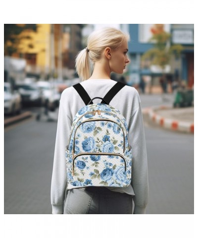 Blue Rose Flower Floral Mini Backpack Purse for Women Travel Bag Fashion Daypack Back Pack Shoulder Bag Multicolor Medium $18...