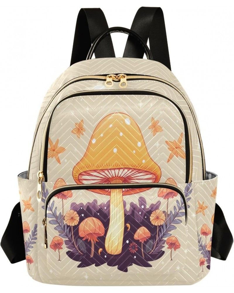 Orange Mushroom Flower Backpack for Women Casual Daypack Lightweight Shoulder Bag Small Backpacks Travel Purse for Outdoor La...