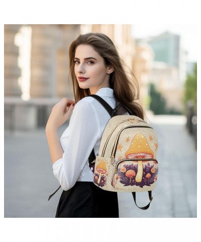 Orange Mushroom Flower Backpack for Women Casual Daypack Lightweight Shoulder Bag Small Backpacks Travel Purse for Outdoor La...