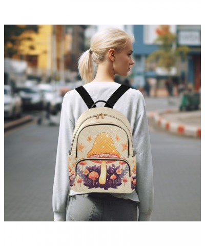 Orange Mushroom Flower Backpack for Women Casual Daypack Lightweight Shoulder Bag Small Backpacks Travel Purse for Outdoor La...