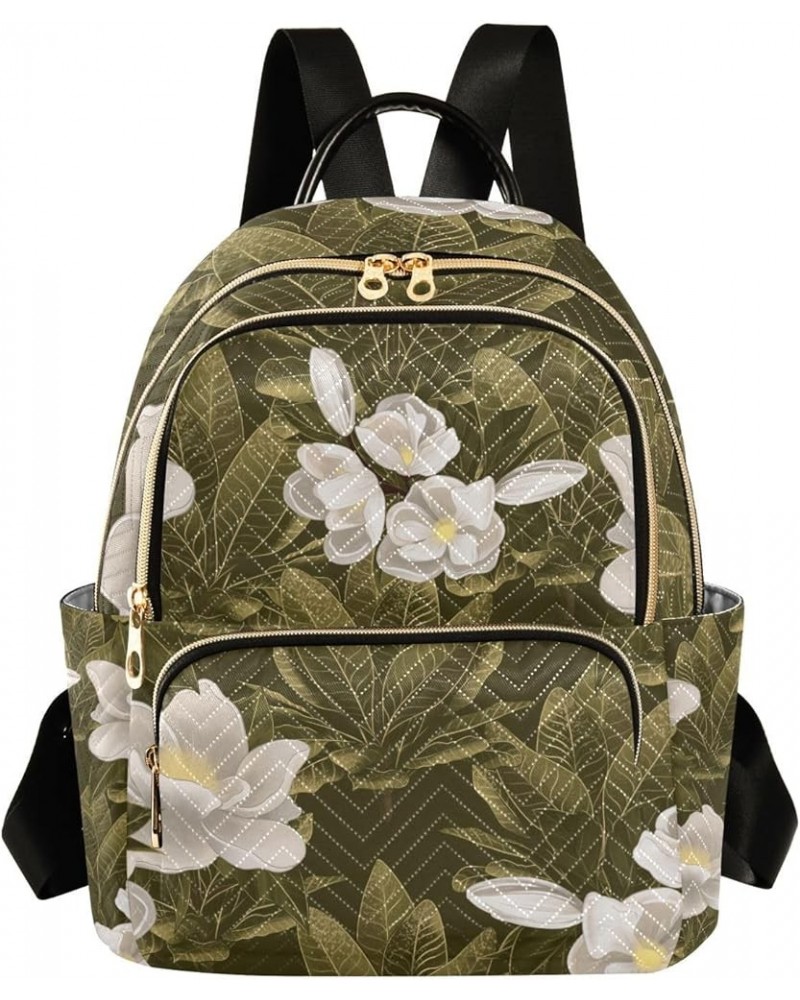 Women Backpack Magnolia Flower White Anti-Theft Travel Backpack with Luggage Belt Lightweight Handbag Lady Purse Roomy Double...