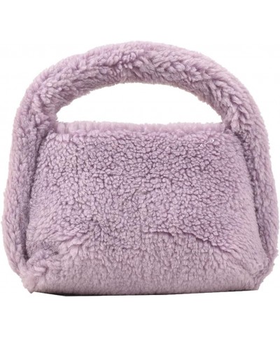 Women Faux Tote Bag Fashion Plush Tote Handbag Casual Fuzzy Top Handle Bag Versatile Soft Handbag Purple $8.96 Handbags