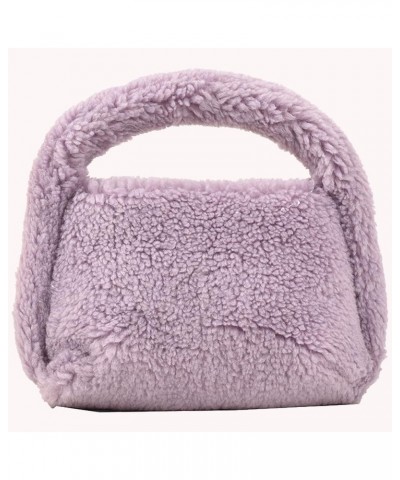 Women Faux Tote Bag Fashion Plush Tote Handbag Casual Fuzzy Top Handle Bag Versatile Soft Handbag Purple $8.96 Handbags