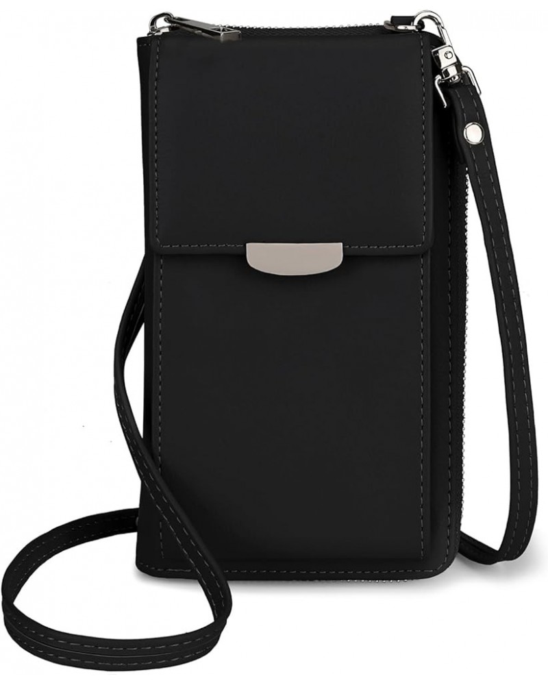 Crossbody Cell Phone Bags for Women Vegan Leather Wallet Purse Card Holder with Detachable Wristlet 0275 Black $14.24 Crossbo...