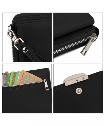 Crossbody Cell Phone Bags for Women Vegan Leather Wallet Purse Card Holder with Detachable Wristlet 0275 Black $14.24 Crossbo...