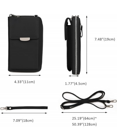 Crossbody Cell Phone Bags for Women Vegan Leather Wallet Purse Card Holder with Detachable Wristlet 0275 Black $14.24 Crossbo...