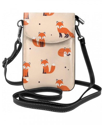 Cute Cartoon Foxes Pattern Small Crossbody Bags for Women Cell Phone Purse Shoulder Bag Wallet $19.71 Crossbody Bags