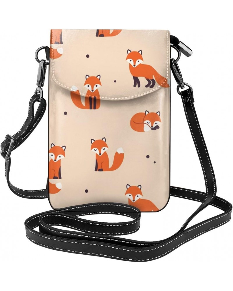 Cute Cartoon Foxes Pattern Small Crossbody Bags for Women Cell Phone Purse Shoulder Bag Wallet $19.71 Crossbody Bags