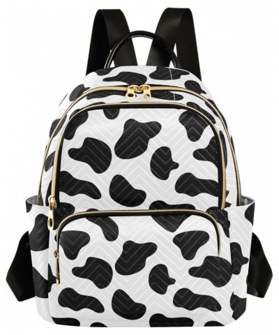 Cow Black White Fashion Backpack Purse for Women Multipurpose Casual Daypack with Multi Pockets & Secured Zipper Stylish Back...