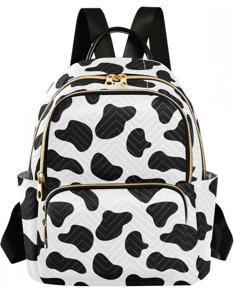 Cow Black White Fashion Backpack Purse for Women Multipurpose Casual Daypack with Multi Pockets & Secured Zipper Stylish Back...