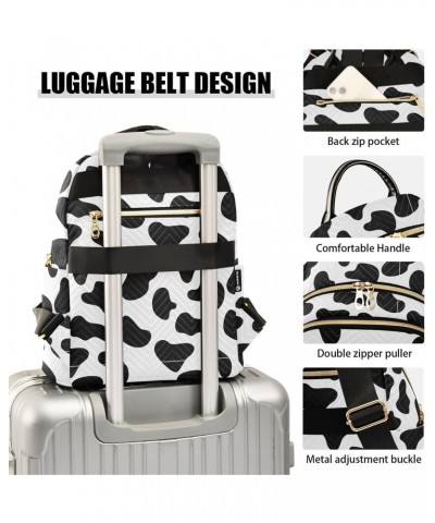 Cow Black White Fashion Backpack Purse for Women Multipurpose Casual Daypack with Multi Pockets & Secured Zipper Stylish Back...