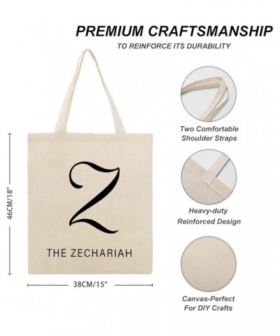 Alphabet Letter Initial Z Custom Family Name Canvas Tote Bag with Handle Cute Book Bag Shopping Shoulder Bag for Women Girls ...