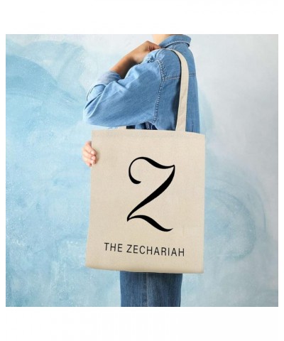 Alphabet Letter Initial Z Custom Family Name Canvas Tote Bag with Handle Cute Book Bag Shopping Shoulder Bag for Women Girls ...