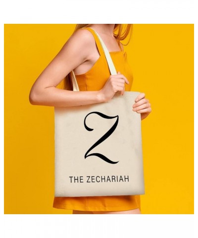 Alphabet Letter Initial Z Custom Family Name Canvas Tote Bag with Handle Cute Book Bag Shopping Shoulder Bag for Women Girls ...