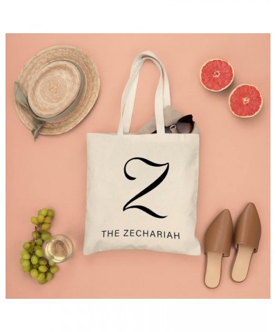 Alphabet Letter Initial Z Custom Family Name Canvas Tote Bag with Handle Cute Book Bag Shopping Shoulder Bag for Women Girls ...