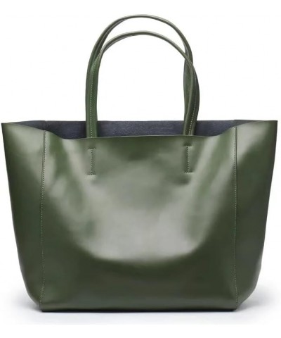 High-capacity Commuter Bag Mommy Shopping Bag Leather Tote Bag Simple Casual Shoulder Bag Green $44.18 Totes