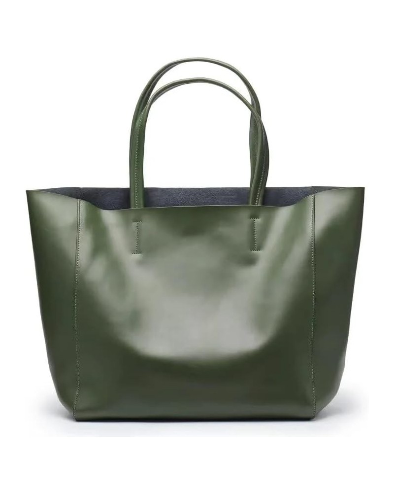 High-capacity Commuter Bag Mommy Shopping Bag Leather Tote Bag Simple Casual Shoulder Bag Green $44.18 Totes