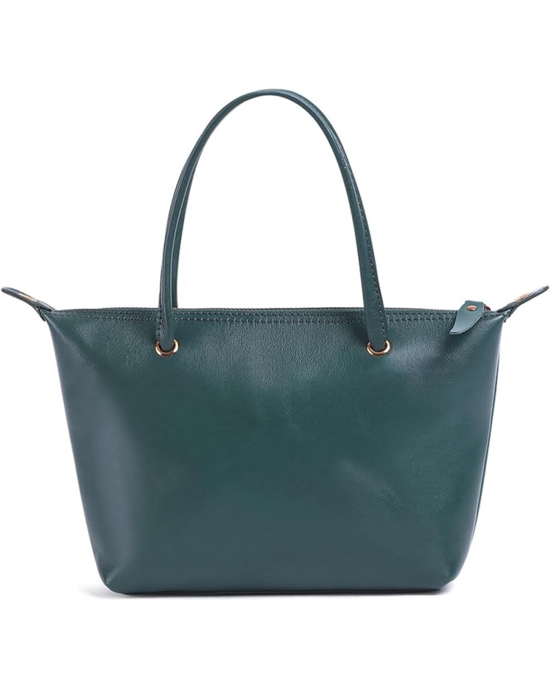 Women Vegetable Tanned Leather Tote Bag Stylish Simple Large Capacity Handbag Satchel Purse Ladies Casual Shoulder Bag Green ...