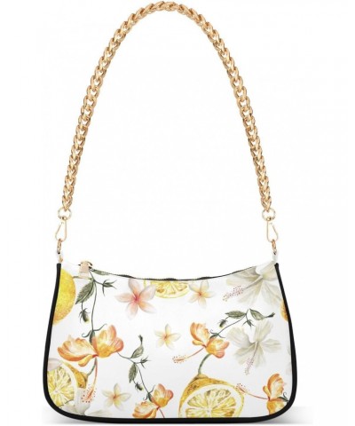 Lemon Flower Shoulder Bag for Women Hobo Bags Small Chain Shoulder Bags Clutch Handbag Tote Crossbody Bag Purse with Zipper $...