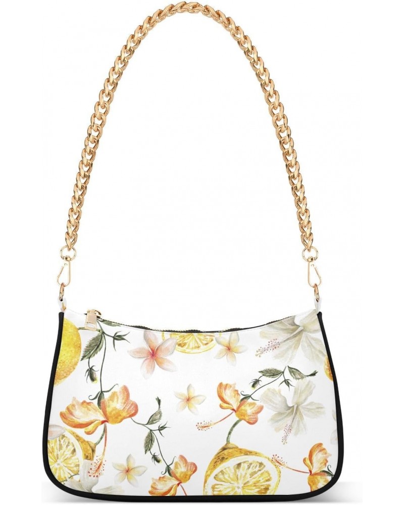 Lemon Flower Shoulder Bag for Women Hobo Bags Small Chain Shoulder Bags Clutch Handbag Tote Crossbody Bag Purse with Zipper $...