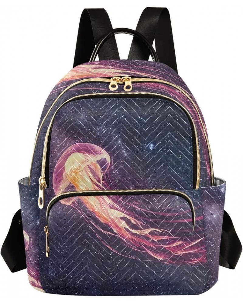 Backpack Purse for Women Space Jellyfish, Mini Fashion Backpack Starry Night Lightweight Casual Daypack Shoulder Bag Travel B...