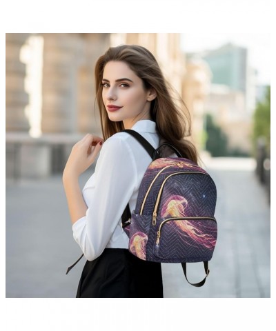 Backpack Purse for Women Space Jellyfish, Mini Fashion Backpack Starry Night Lightweight Casual Daypack Shoulder Bag Travel B...