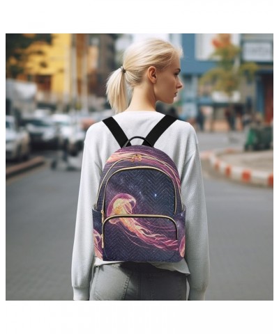 Backpack Purse for Women Space Jellyfish, Mini Fashion Backpack Starry Night Lightweight Casual Daypack Shoulder Bag Travel B...