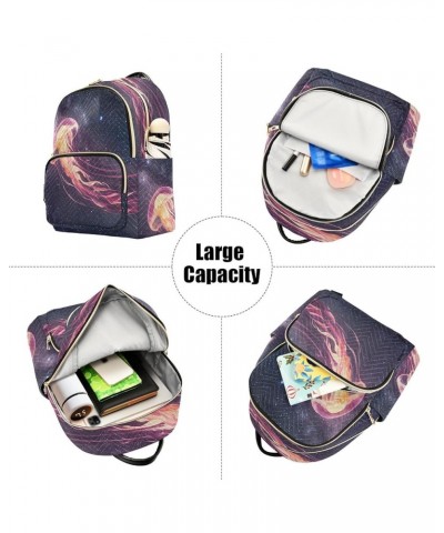 Backpack Purse for Women Space Jellyfish, Mini Fashion Backpack Starry Night Lightweight Casual Daypack Shoulder Bag Travel B...