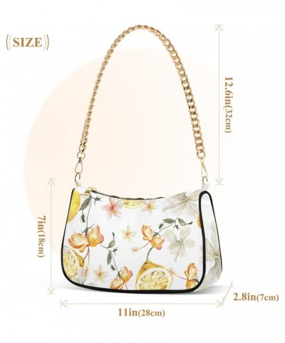 Lemon Flower Shoulder Bag for Women Hobo Bags Small Chain Shoulder Bags Clutch Handbag Tote Crossbody Bag Purse with Zipper $...