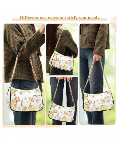 Lemon Flower Shoulder Bag for Women Hobo Bags Small Chain Shoulder Bags Clutch Handbag Tote Crossbody Bag Purse with Zipper $...