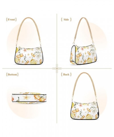 Lemon Flower Shoulder Bag for Women Hobo Bags Small Chain Shoulder Bags Clutch Handbag Tote Crossbody Bag Purse with Zipper $...